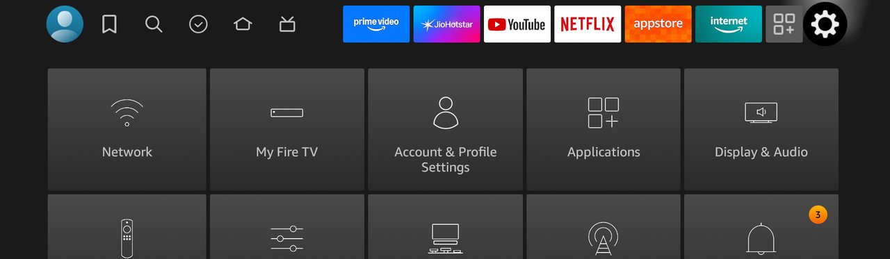 Fire TV settings row with My Fire TV