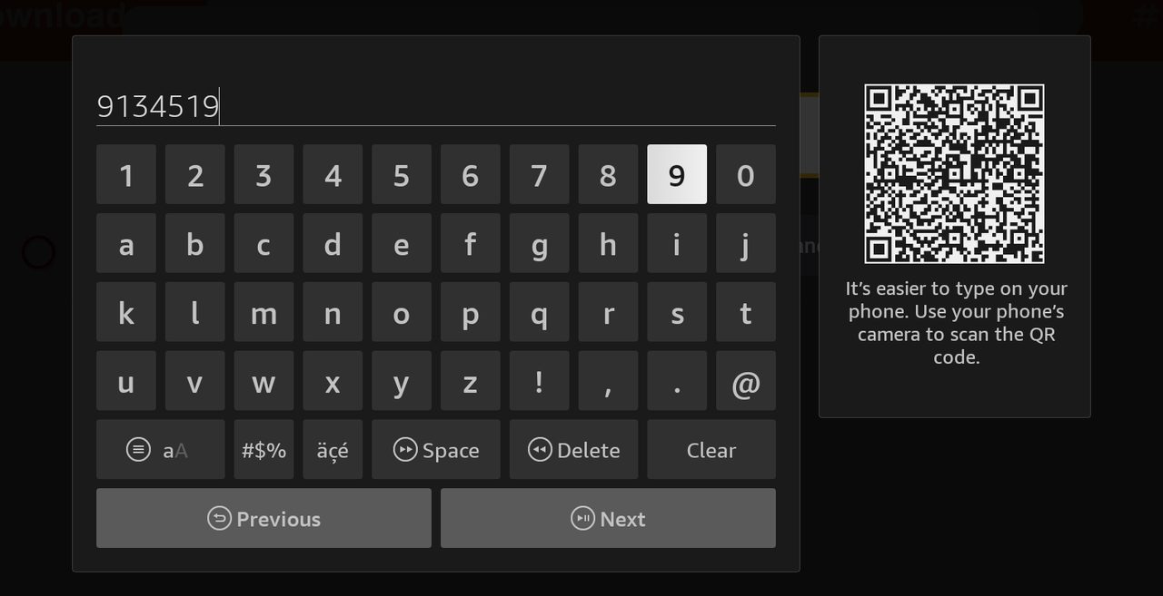 Downloader with the Network24 code typed in