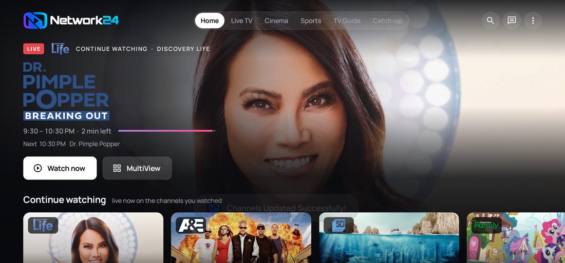 The Network24 app running on a phone